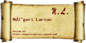 Mágori Larion névjegykártya